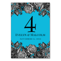 Roses noires et blanches Mariage bleu électrique