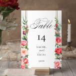 Numéro De Table Roses roses roses roses romantiques<br><div class="desc">Colonnes élégantes de roses d'aquarelle rose et blush vibrants et feuillage de sauge bordant un étiquette blanc central avec de fines bandes dorées sur un arrière - plan d'aquarelle subtil. Inclut les champs de texte modifiables et le graphique de texte "Table" dans la police de script personnalisée (ou supprimer et...</div>