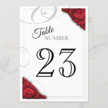 Numéro de table Roses Rouges