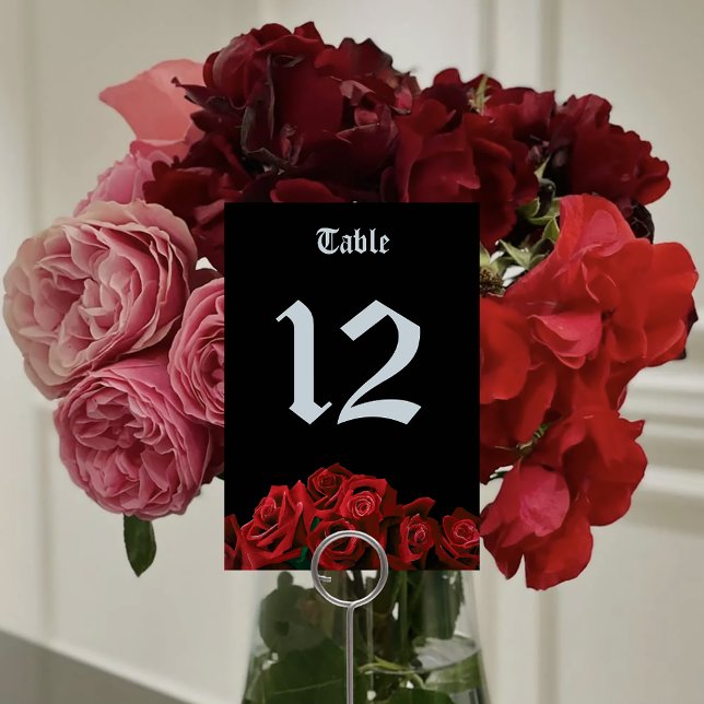 Numéro De Table Roses rouges Noir gothique (Créateur téléchargé)