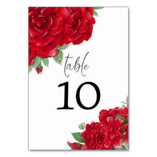 Numéro De Table Roses Rouges Riches Florales Écriture Élégante Mar