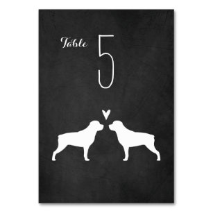 Numéro De Table Rottweiler Chien Silhouettes Réception de mariage
