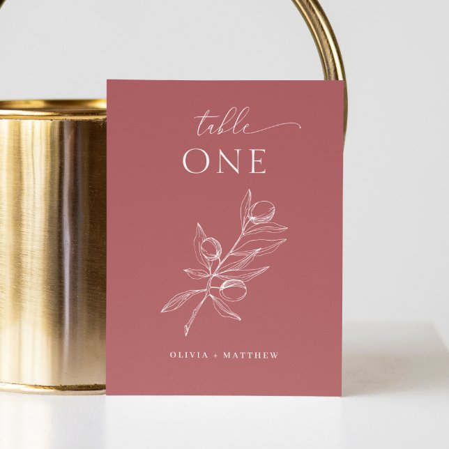 Numéro De Table Rouge Brique Olive Mariage | Botanique d'Automne (Créateur téléchargé)