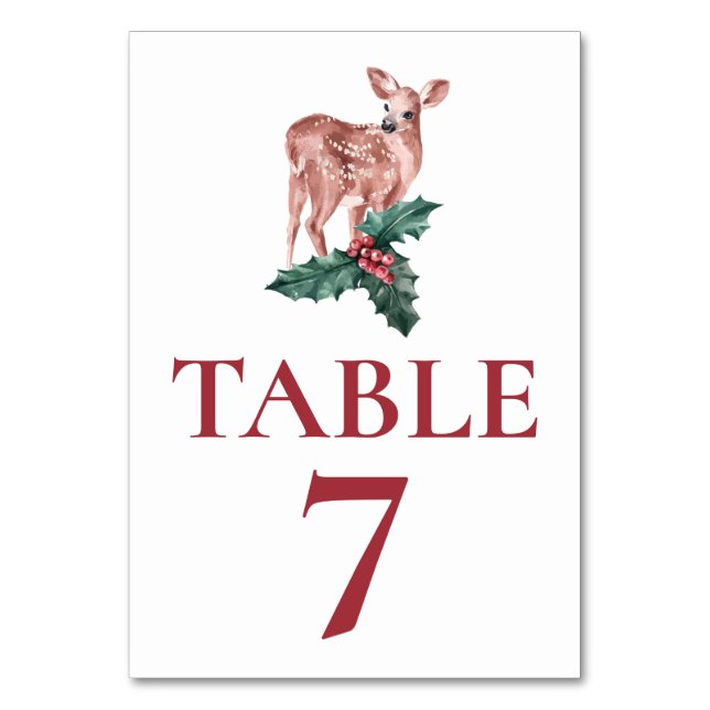 Numéro de table rouge Mariage d'hiver Cerf de Noël (Par défaut)