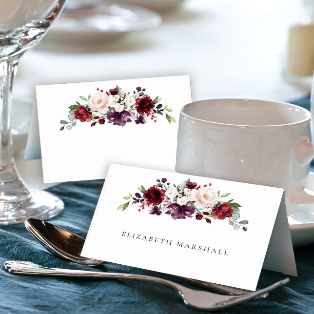 Numéro De Table Rouge romantique, floral aquarelle violet, rose (Créateur téléchargé)