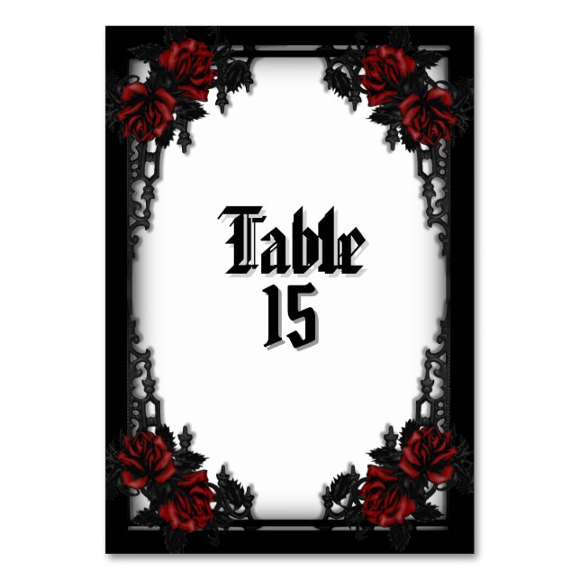 Numéro De Table Rouge Rose Gothique Blanc (Par défaut)