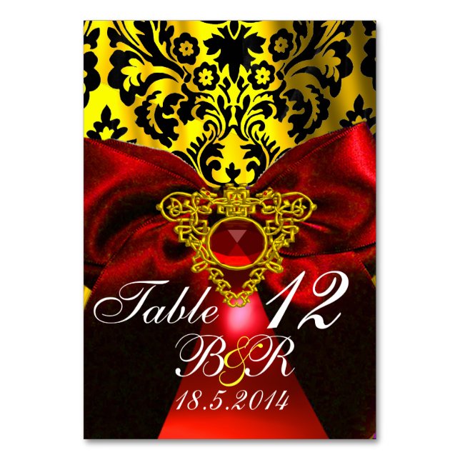 NUMÉRO DE TABLE ROUGE RUBY RIBBON GOLD CELTIC HEART DOMMASK MONOGR (Par défaut)