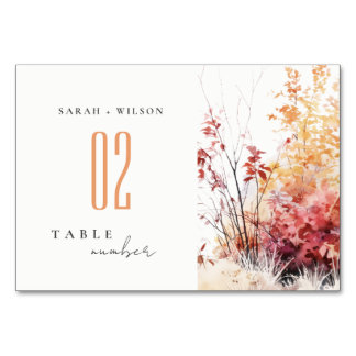 Numéro De Table Rouille Orange Jaune Automne Automne Mariage Paysa