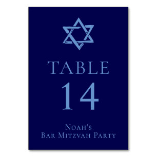 Numéro De Table Royal Blue Bar Mitzvah Party Star de David