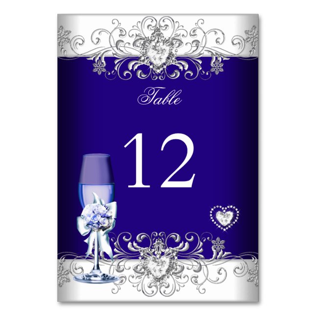Numéro de table Royal Blue Mariage Verre Argent (Par défaut)
