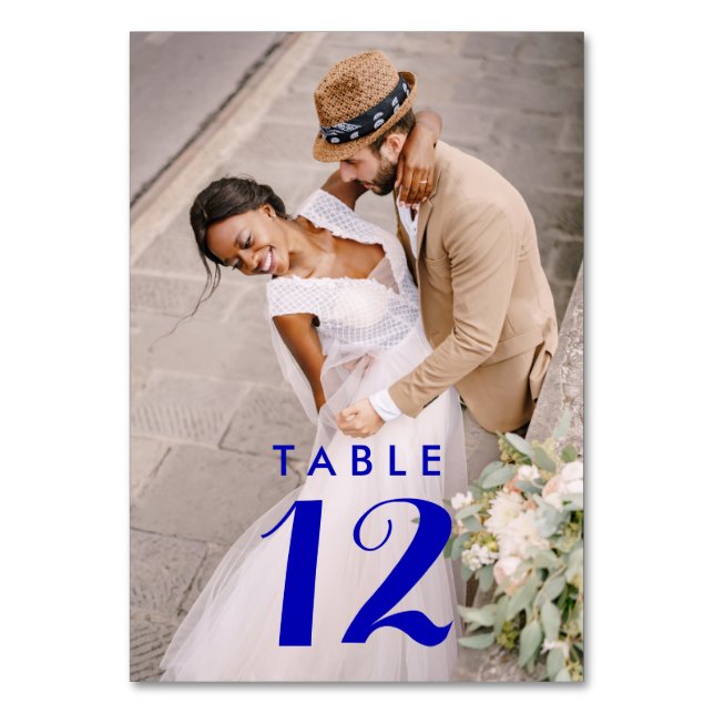 Numéro De Table Royal Blue Modern Photo Réception de mariage (Par défaut)