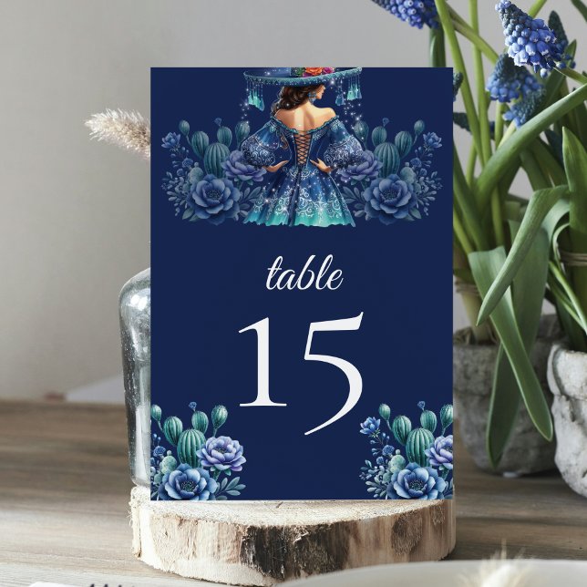 Numéro De Table Royal Blue style mexicain Quinceañera (Créateur téléchargé)