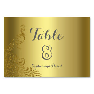 Numéro De Table Royal Gold Abstrait Peacock Mariage NUMÉRO DE TABL