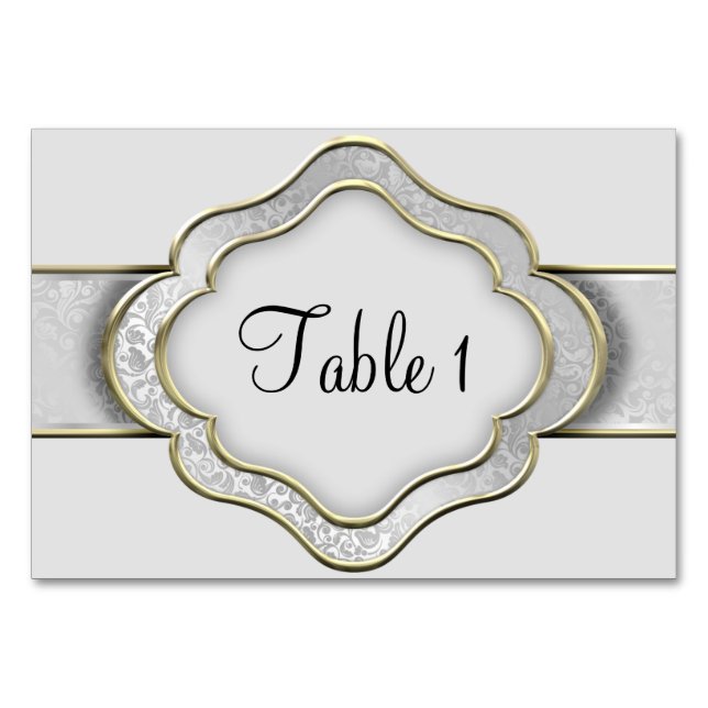 Numéro De Table Ruban argent et or (Devant)
