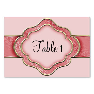 Numéro De Table Ruban corail et or