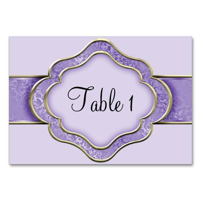 Numéro De Table Ruban Lilac et Gold (Devant)