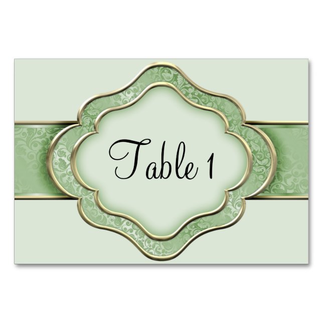 Numéro De Table Ruban vert et or (Devant)