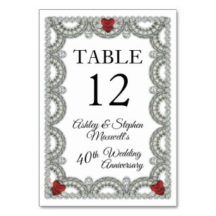 Numéro De Table Rubis   Fête d'anniversaire de mariage de 40 ans D