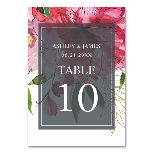 Numéro De Table Ruby Pink Peony Floral Mariage botanique (Par défaut)