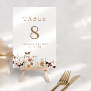 Numéro De Table Russe Boho Fleur sauvage Mariage de automne