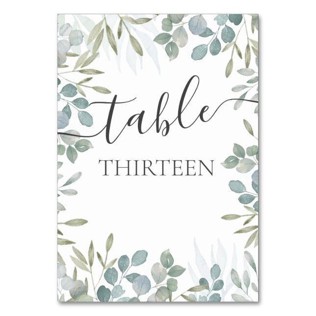 Numéro De Table Russe Eucalyptus Sage Mariage vert (Par défaut)