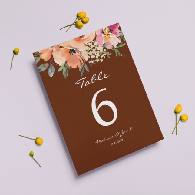 Numéro De Table Rust Terracotta Floral  (Créateur téléchargé)