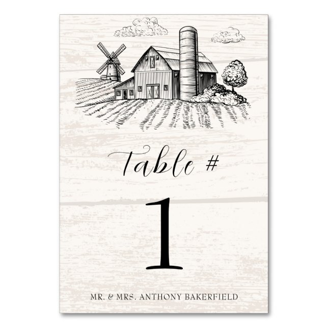 Numéro De Table Rustic Country Western Barn Mariage (Par défaut)