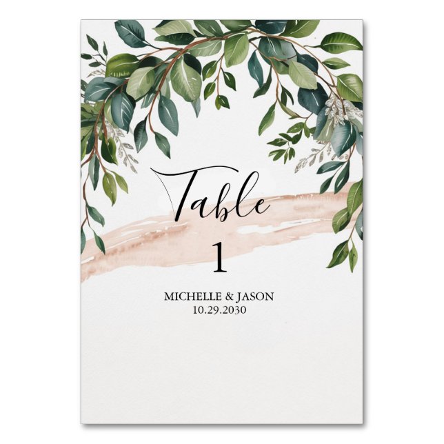 Numéro De Table Rustic Eucalyptus Greenery Wedding Table Number    (Dos)