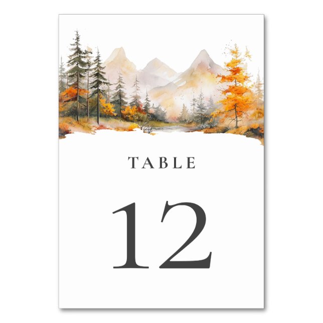 Numéro De Table Rustic Fall Mountain Pine Forest Wedding (Par défaut)