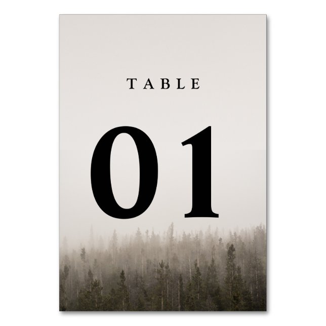 Numéro De Table Rustic Forest Misty Mariage paysage (Par défaut)