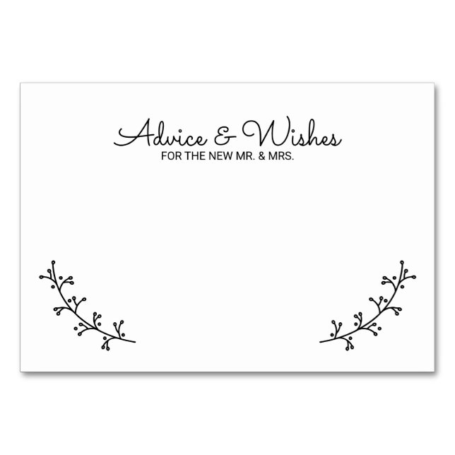 Numéro De Table Rustic Laurels Conseil Mariage et souhaits (Devant)
