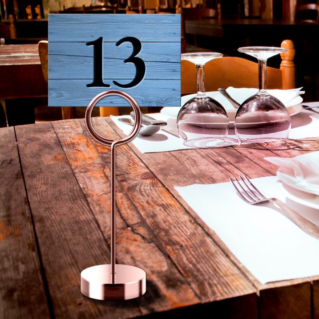 Numéro De Table Rustic Light Blue Faux Engraved Cafe (Rustic Light Blue Faux Engraved Cafe Table Number)