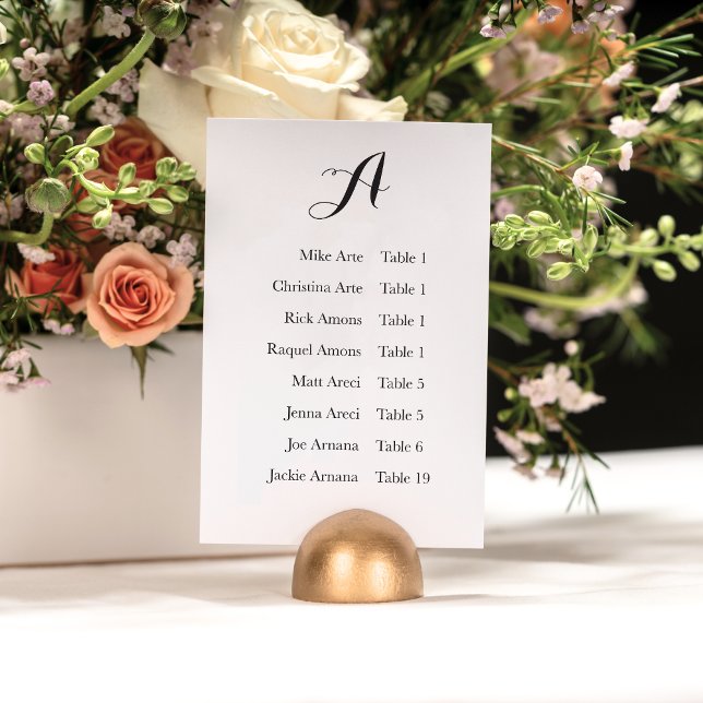 Numéro De Table Rustic Minimalistic Calligraphy Seating Chart Card (Créateur téléchargé)