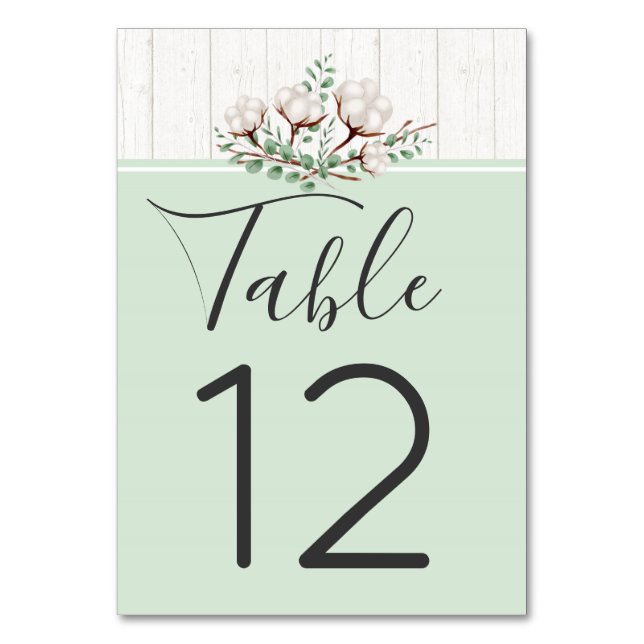 Numéro De Table Rustic Southern Cotton & Wood Mariage Numéro de ta (Par défaut)