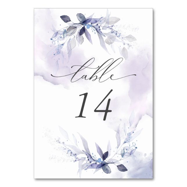 Numéro De Table Rustic Violet Aquarelle Feuilles Numéro de tableau (Par défaut)