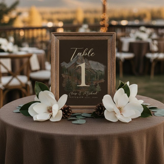 Numéro De Table Rustic Watercolor Mountain Wedding Table Number (Rustic Watercolor Mountain Wedding Table Number)