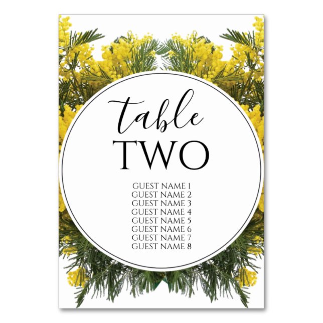 Numéro De Table Rustic Wattle Acacia Mariage Nom des invités (Par défaut)