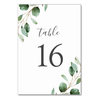 Numéro De Table Rustique aquarelle Eucalyptus Mariage vert