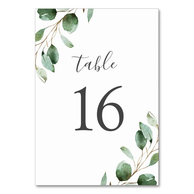 Numéro De Table Rustique aquarelle Eucalyptus Mariage vert (Par défaut)