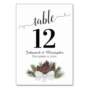 Numéro De Table Rustique Aquarelle Pinecones Mariage élégant