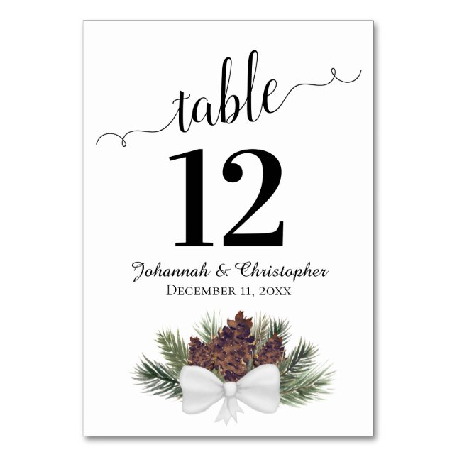 Numéro De Table Rustique Aquarelle Pinecones Mariage élégant (Par défaut)