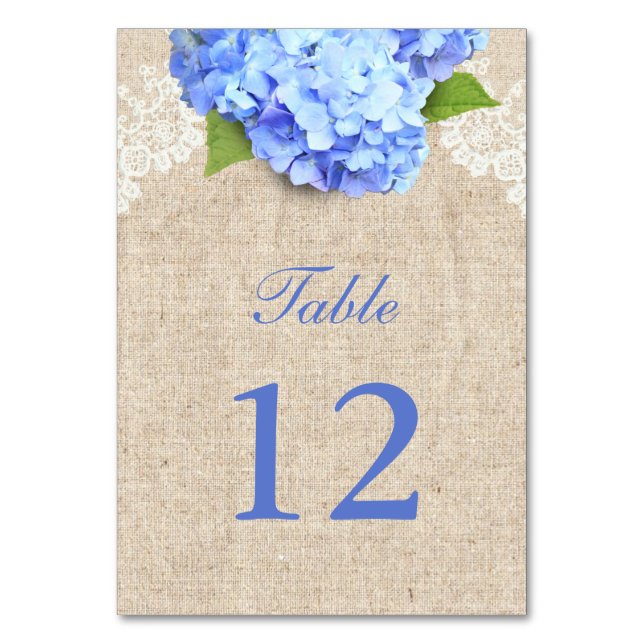 Numéro De Table Rustique Blue Hydrangea dentelle et Mariage Burlap (Par défaut)