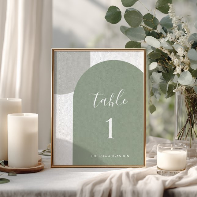 Numéro de table rustique bohème vert sauge minimal (Créateur téléchargé)