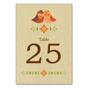 Numéro De Table Rustique Boho Lovebird Owl Couple Mariage