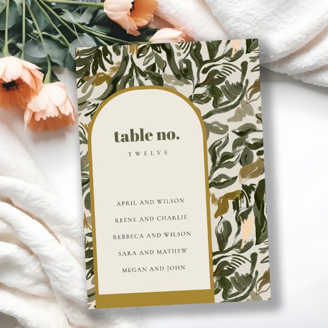 Numéro De Table Rustique Boho Retro Vert Mariage Botanique Siège (Créateur téléchargé)