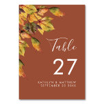 Numéro De Table Rustique Brown Autumn Foliage Mariage de automne<br><div class="desc">Rustique Brown Autumn Foliage Mariage de automne Numéro de tableau. Tous les textes sont pré-arrangés pour que vous personnalisiez facilement et rapidement avec vos propres détails.</div>