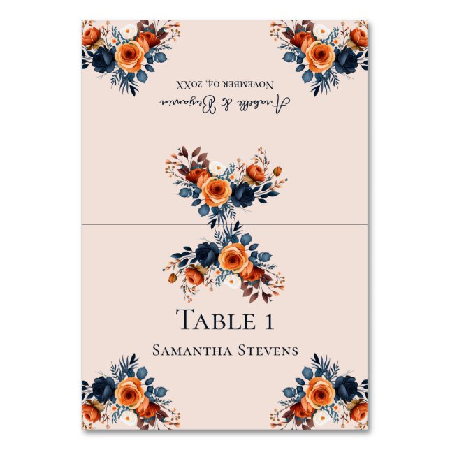 Numéro De Table Rustique Burnt Orange et Mariage bleu Escort (Par défaut)