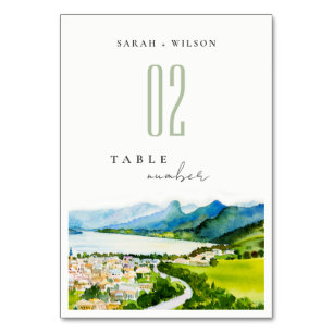 Numéro De Table Rustique Campagne Lake Village Mariage paysager