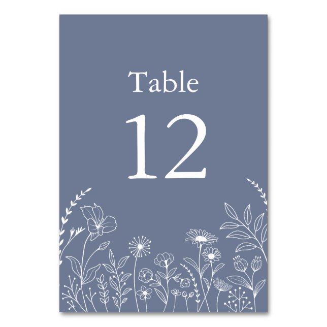Numéro De Table Rustique Dusty bleu Boho Fleur sauvage (Par défaut)