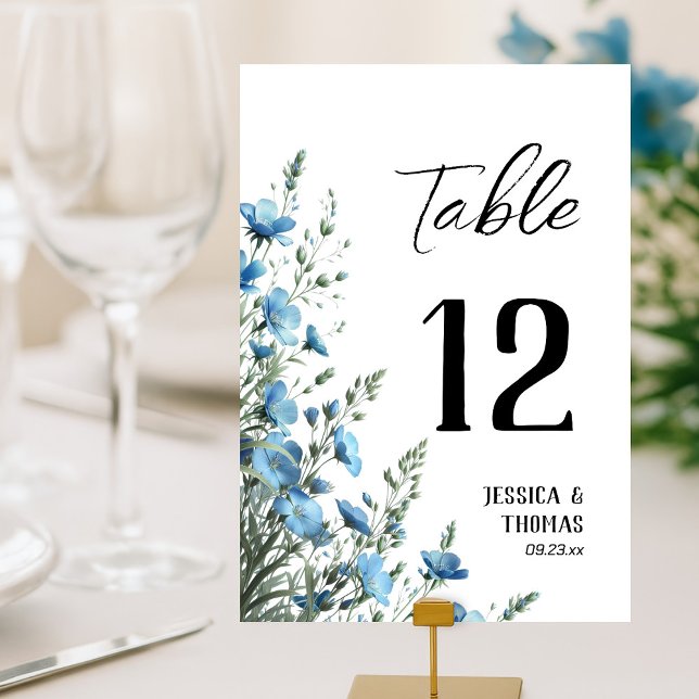 Numéro De Table Rustique Dusty Blue Boho Chic Fleur sauvage Mariag (Créateur téléchargé)